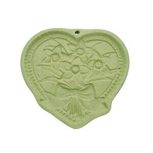 Vintage Brown Bag Cookie Art 1990 Hill Design Floral Stoneware Mold Heart Shape